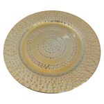 Plato Base de 33 x 33 cm Color Dorado con Acabado Martillado