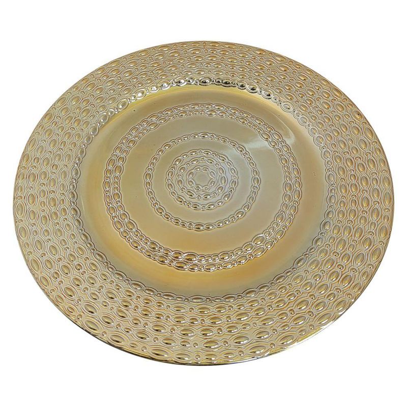 Plato Base de 33 x 33 cm Color Dorado con Acabado Martillado