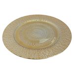 Plato Base de 33 x 33 cm Color Dorado con Acabado Martillado