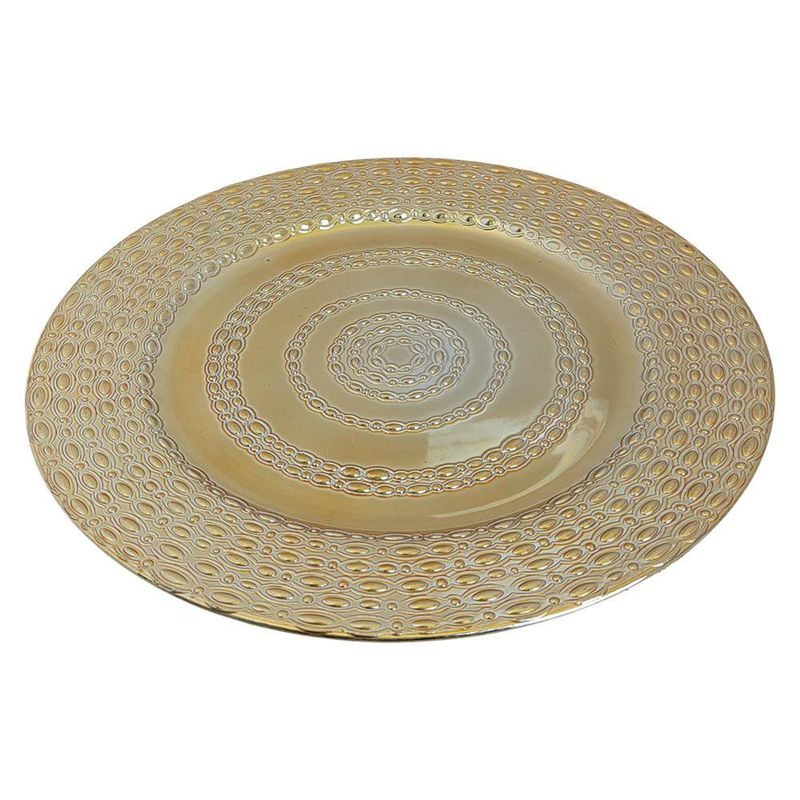 Plato Base de 33 x 33 cm Color Dorado con Acabado Martillado