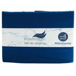 Set de Sábanas Manhattan para Cama Color Azul Navy - Varios Tamaños