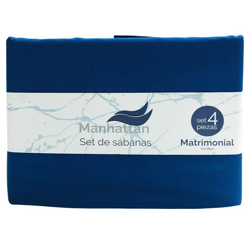 Set de Sábanas Manhattan para Cama Color Azul Navy - Varios Tamaños