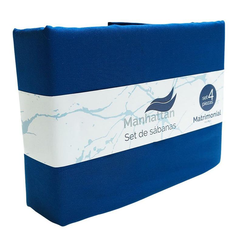 Set de Sábanas Manhattan para Cama Color Azul Navy - Varios Tamaños