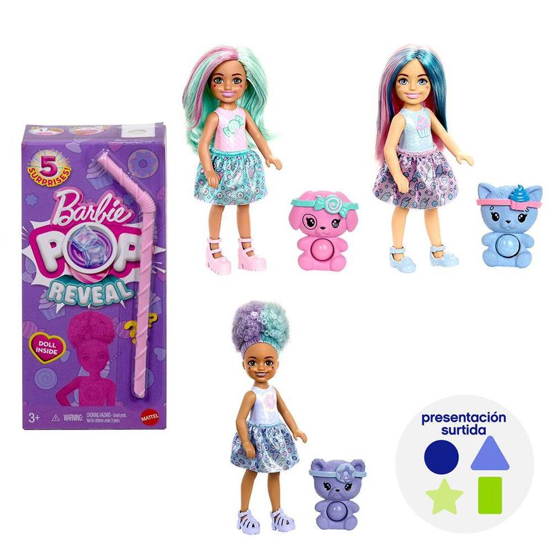 Muñeca Chelsea Pop Reveal con Mascota Sorpresa Diseños Surtidos