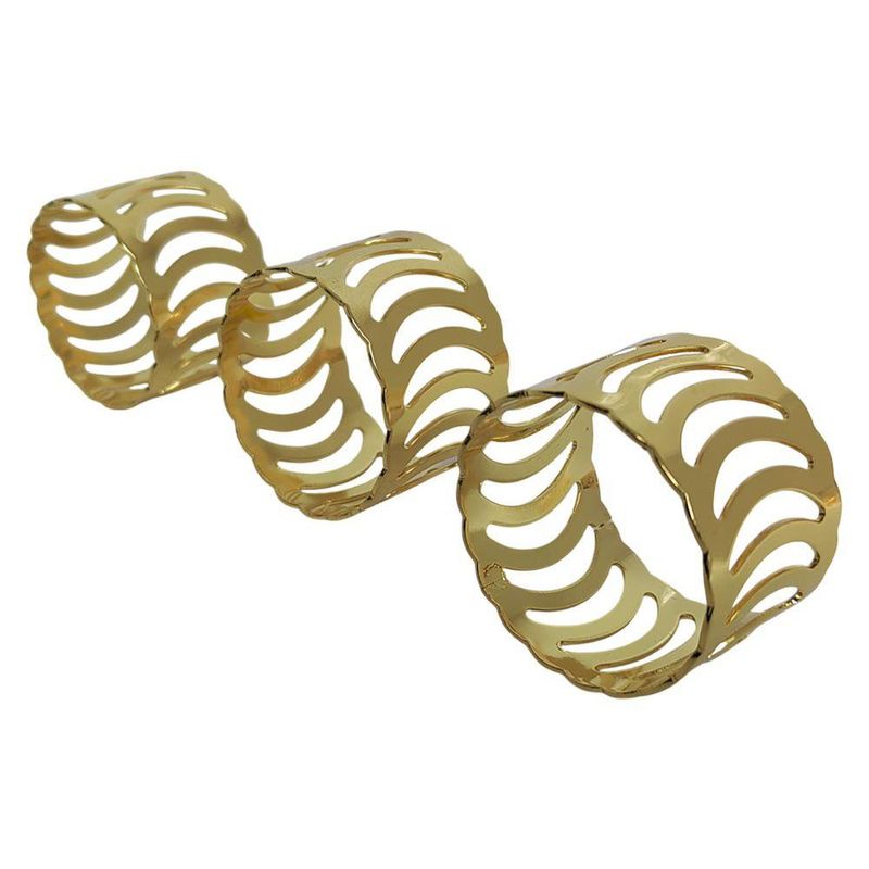 Set de 6 Anillos para Servilleta Color Dorado con Diseño Ondulado