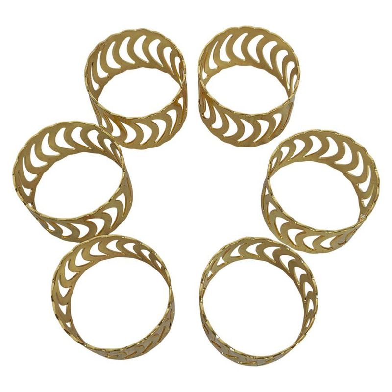 Set de 6 Anillos para Servilleta Color Dorado con Diseño Ondulado