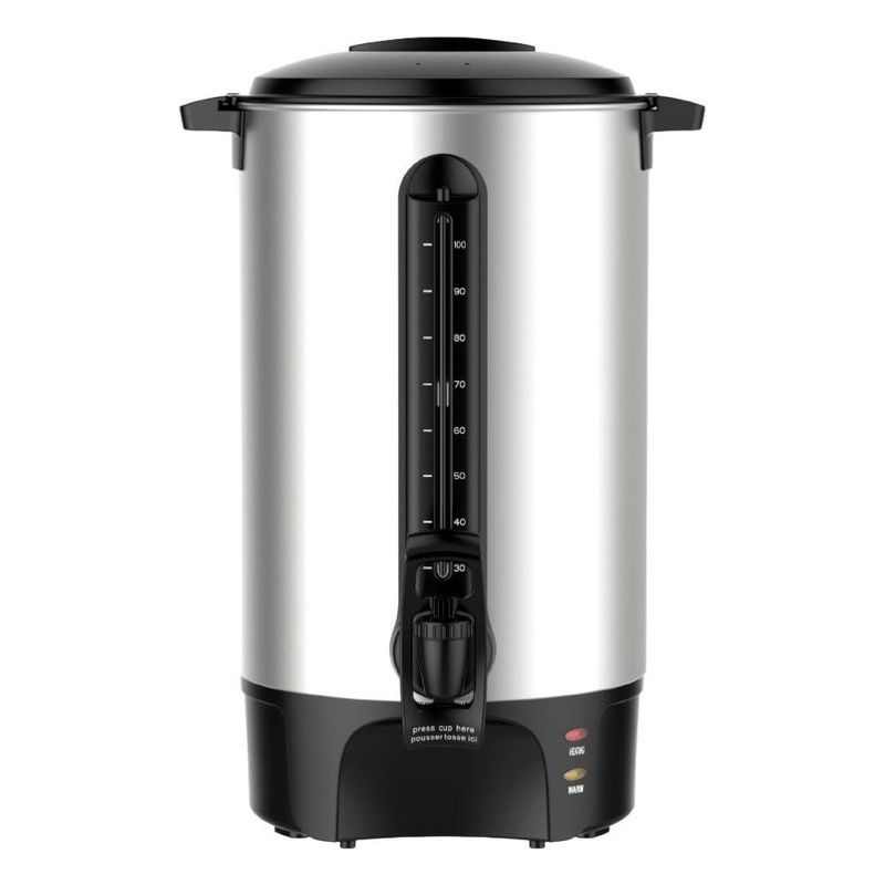 Percoladora EPIC de 100 Tazas con Boquilla Antigoteo Color Plateado