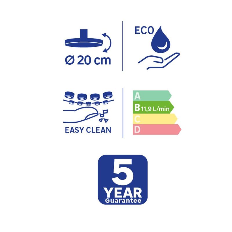 Cabeza de Ducha Redonda Kouta de 20 cm Acabado Cromado