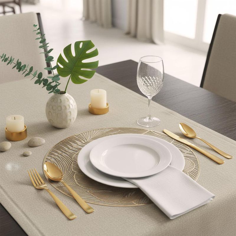 Individual Redondo de 38 x 38 cm Color Dorado con Diseño de Hoja