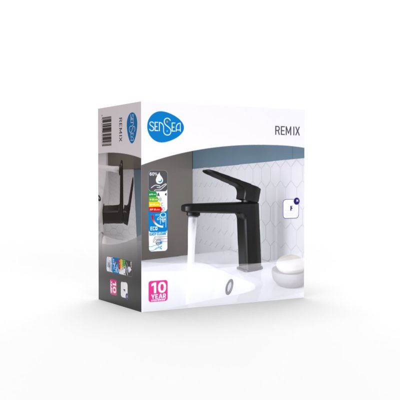 Grifo Monomando Bajo Remix para Lavamanos Color Negro Mate