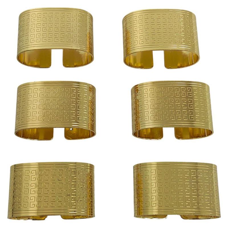 Set de 6 Anillos para Servilleta Color Dorado con Diseño Texturizado