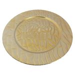Plato Base de 33 x 33 cm Color Dorado con Relieve Circular