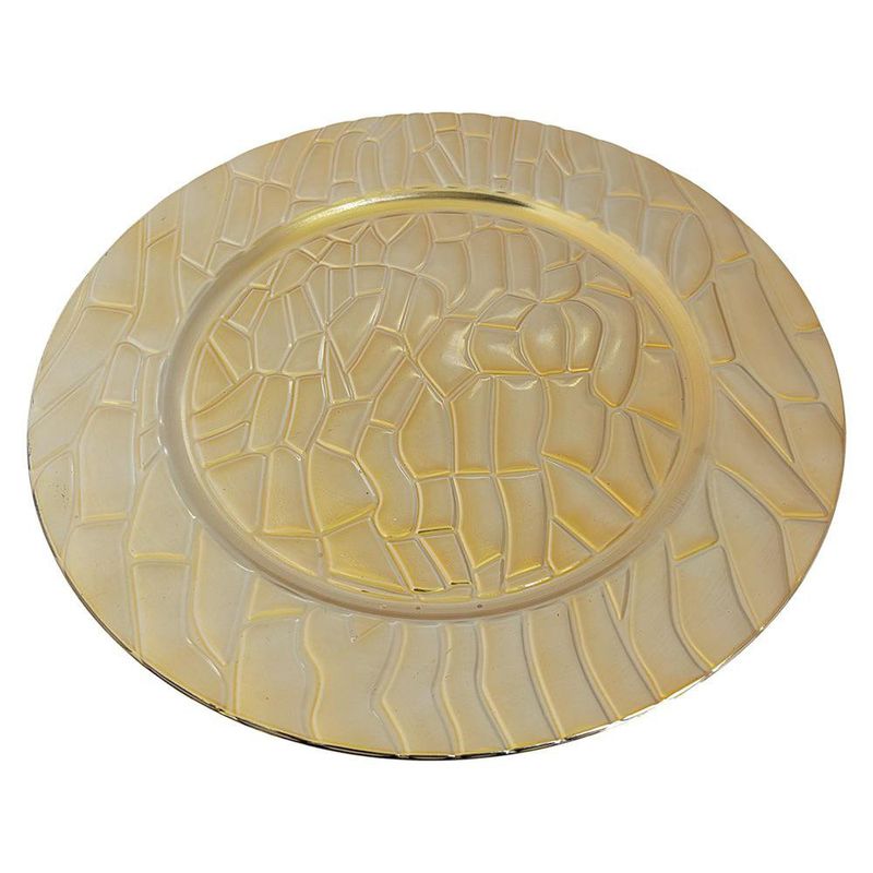 Plato Base de 33 x 33 cm Color Dorado con Relieve Circular