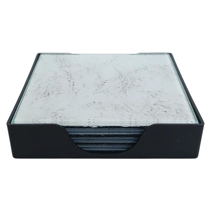 Set de 4 Porta Vasos Mármol con Base Color Negro