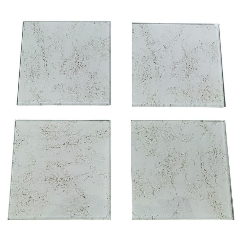 Set de 4 Porta Vasos Mármol con Base Color Negro