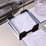 Set de 4 Porta Vasos Mármol con Base Color Negro