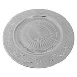 Plato Base de 33 x 33 cm Color Plateado con Relieve Floral