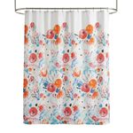 Cortina de PEVA para Baño Diseño Floral con Ganchos