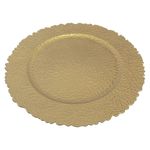 Plato Base Decorativo de 33 x 33 cm Dorado con Diseño Calado Floral