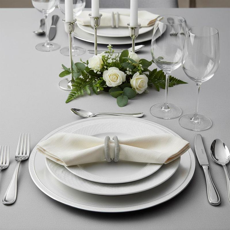 Set de 4 Anillos para Servilleta Color Plateado con Brillantes