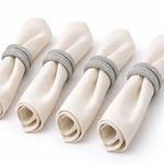 Set de 4 Anillos para Servilleta Color Plateado con Brillantes