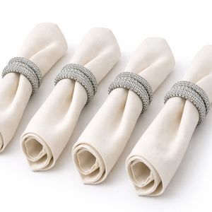 Set de 4 Anillos para Servilleta Color Plateado con Brillantes