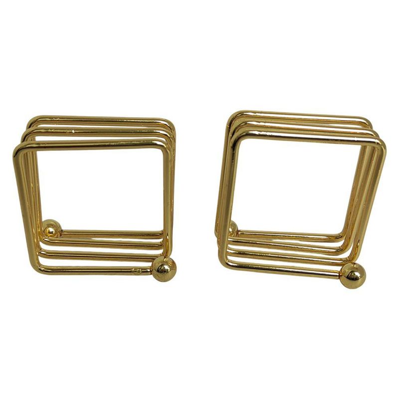 Set de 2 Anillos para Servilleta Color Dorado con Diseño Geométrico