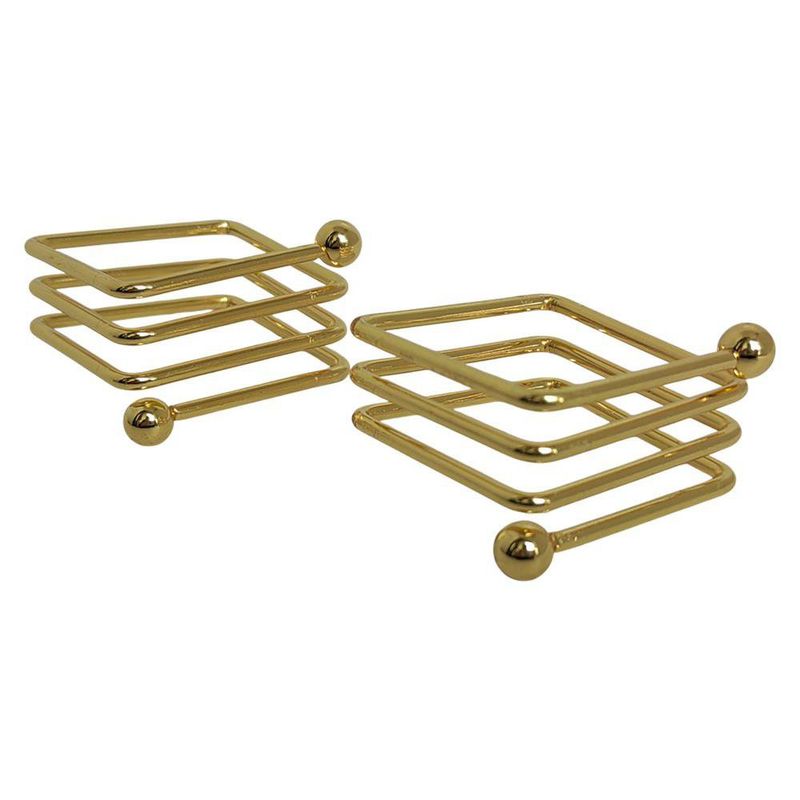 Set de 2 Anillos para Servilleta Color Dorado con Diseño Geométrico