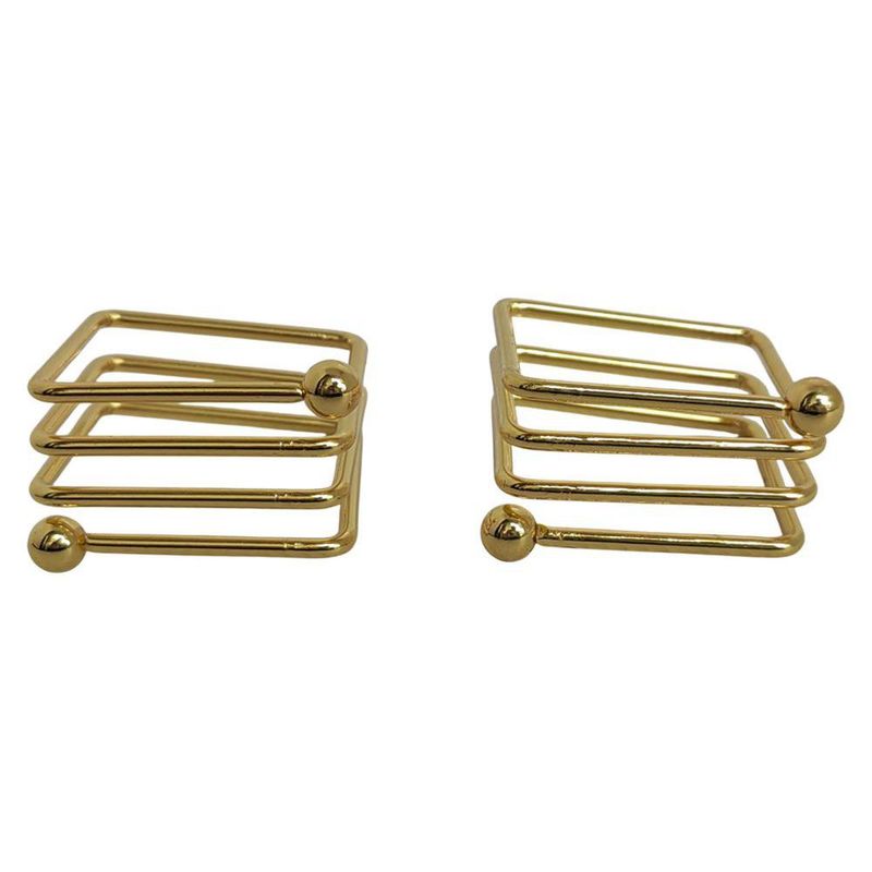 Set de 2 Anillos para Servilleta Color Dorado con Diseño Geométrico
