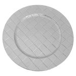 Plato Base Decorativo de 33 x 33 cm Color Plateado con Textura Entrelazada