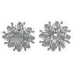 Set de 2 Anillos para Servilleta Color Plateado con Flor de Cristal