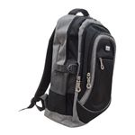 Mochila Negra y Gris con 2 Bolsas Frontales