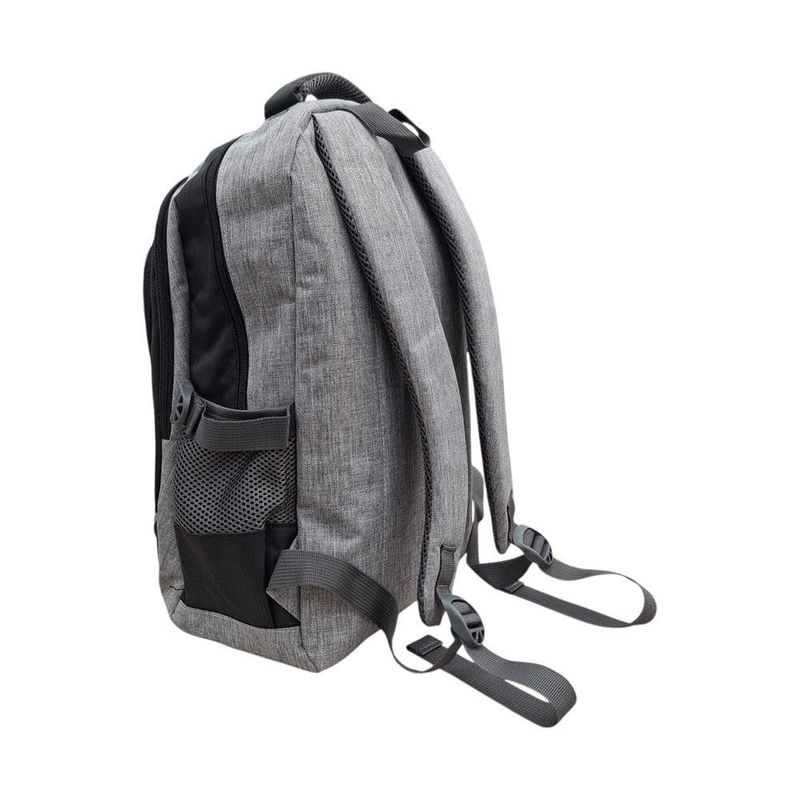 Mochila Negra y Gris con 2 Bolsas Frontales