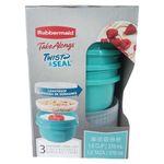 Set de 3 Recipientes Redondos Aqua Rubbermaid Twist & Seal con Bandeja