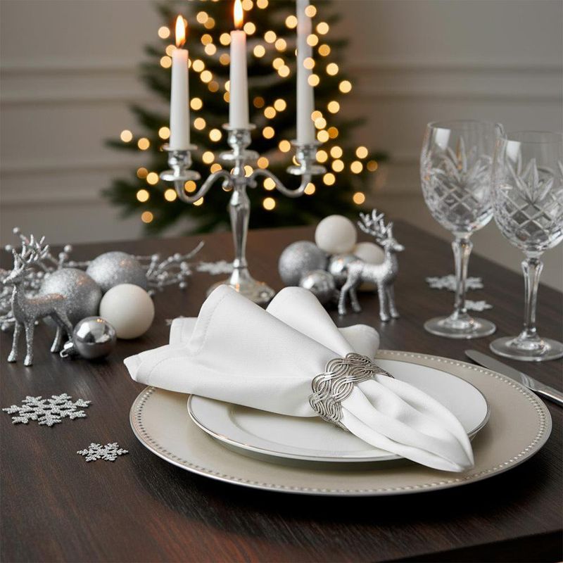 Set de 2 Anillos para Servilleta Color Plateado con Diseño Trenzado