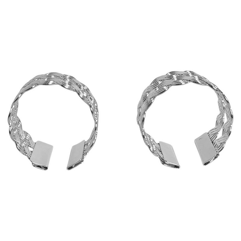 Set de 2 Anillos para Servilleta Color Plateado con Diseño Trenzado