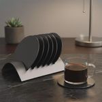 Set de 6 Porta Vasos en Acabado Negro con Base Plateada