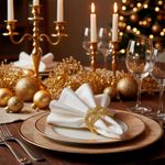 Set de 2 Anillos para Servilleta Color Dorado con Diseño Cruzado