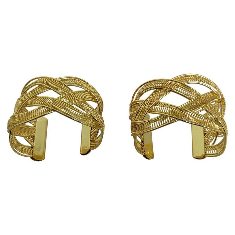 Set de 2 Anillos para Servilleta Color Dorado con Diseño Cruzado