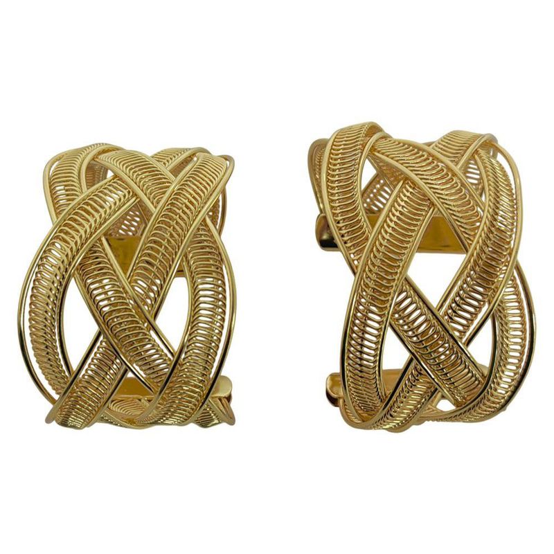 Set de 2 Anillos para Servilleta Color Dorado con Diseño Cruzado