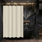 Cortina de Tela con Ganchos para Baño Color Crema