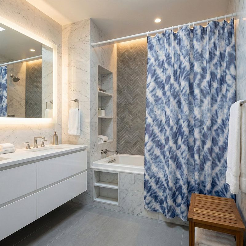 Cortina para Baño Dazzling Stelli de 178 x 183 cm Color Azul