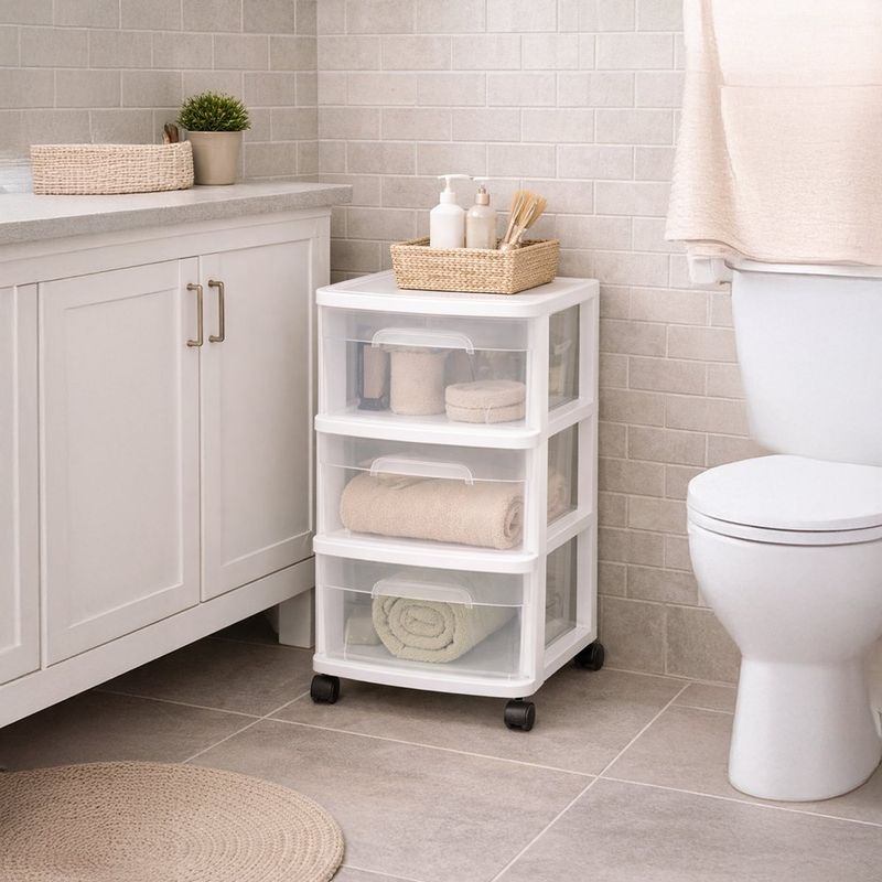 Organizador Plástico de 3 Gavetas Transparente