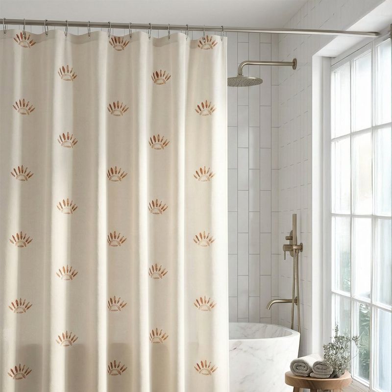 Cortina de Tela para Baño de 180 x 180 cm Diseño Sunrise Beige