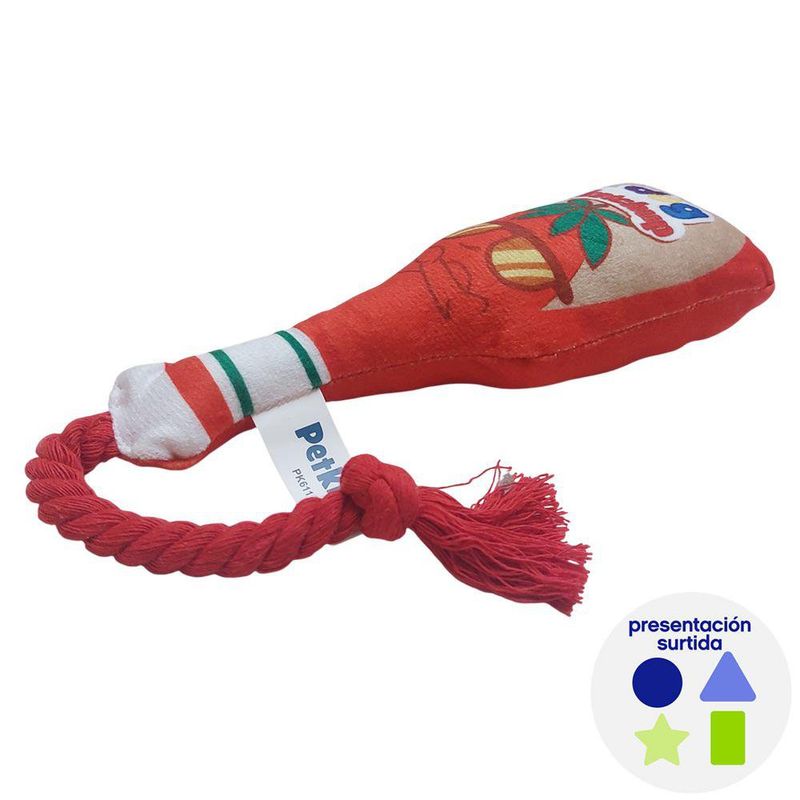Juguete para Perro Botella de Peluche con Cuerda Presentación Surtida