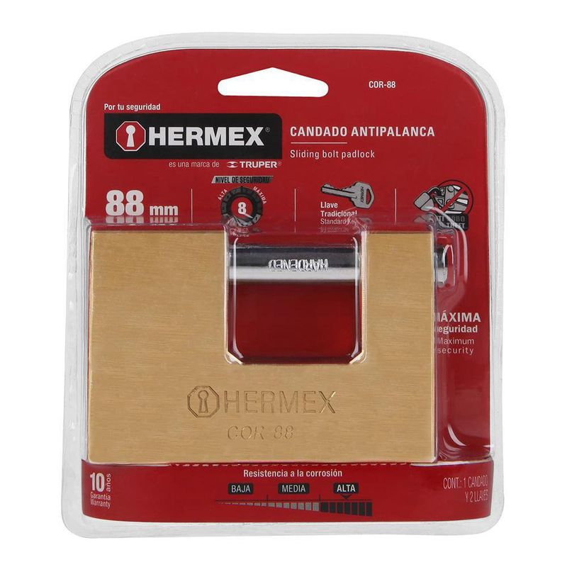 Candado Antipalanca 88 Mm Latón - Hermex