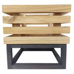 Maceta Cuadrada de Madera Teca con Base de Hierro de 9.5 plg