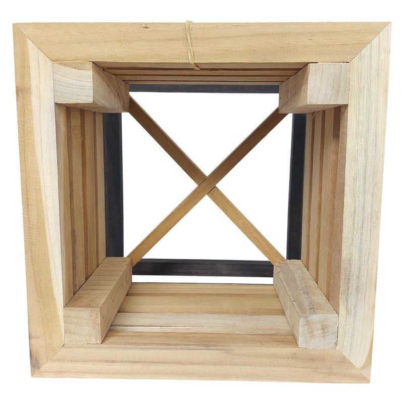 Maceta Cuadrada de Madera Teca con Base de Hierro de 9.5 plg