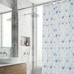 Cortina de Peva para Baño Color Azul con Ganchos
