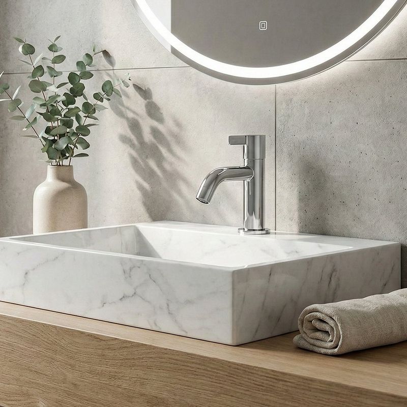 Grifo para Lavamanos Agua Fría con Cuello Bajo Quadrado Cromo